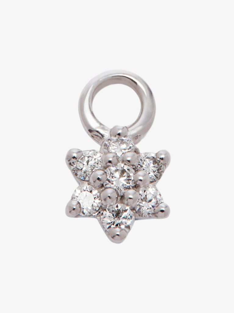 18k White Gold Flower Diamond Charm