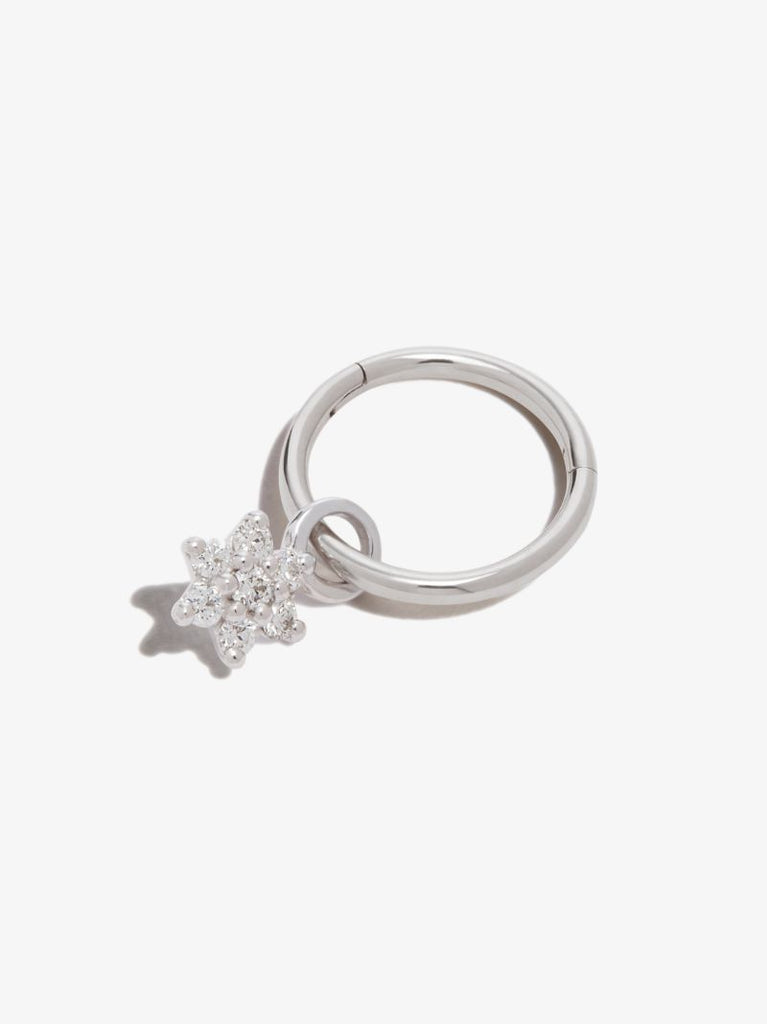 18k White Gold Flower Diamond Charm