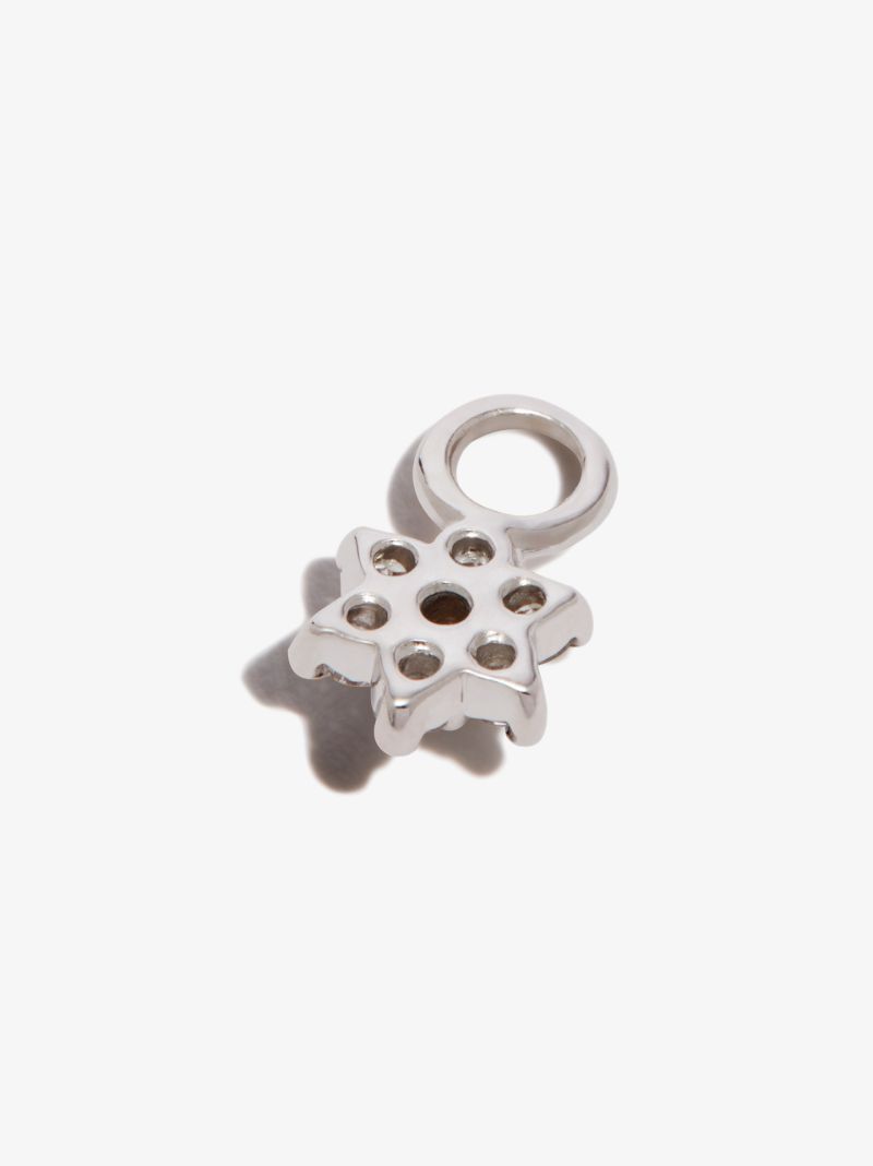 18k White Gold Flower Diamond Charm