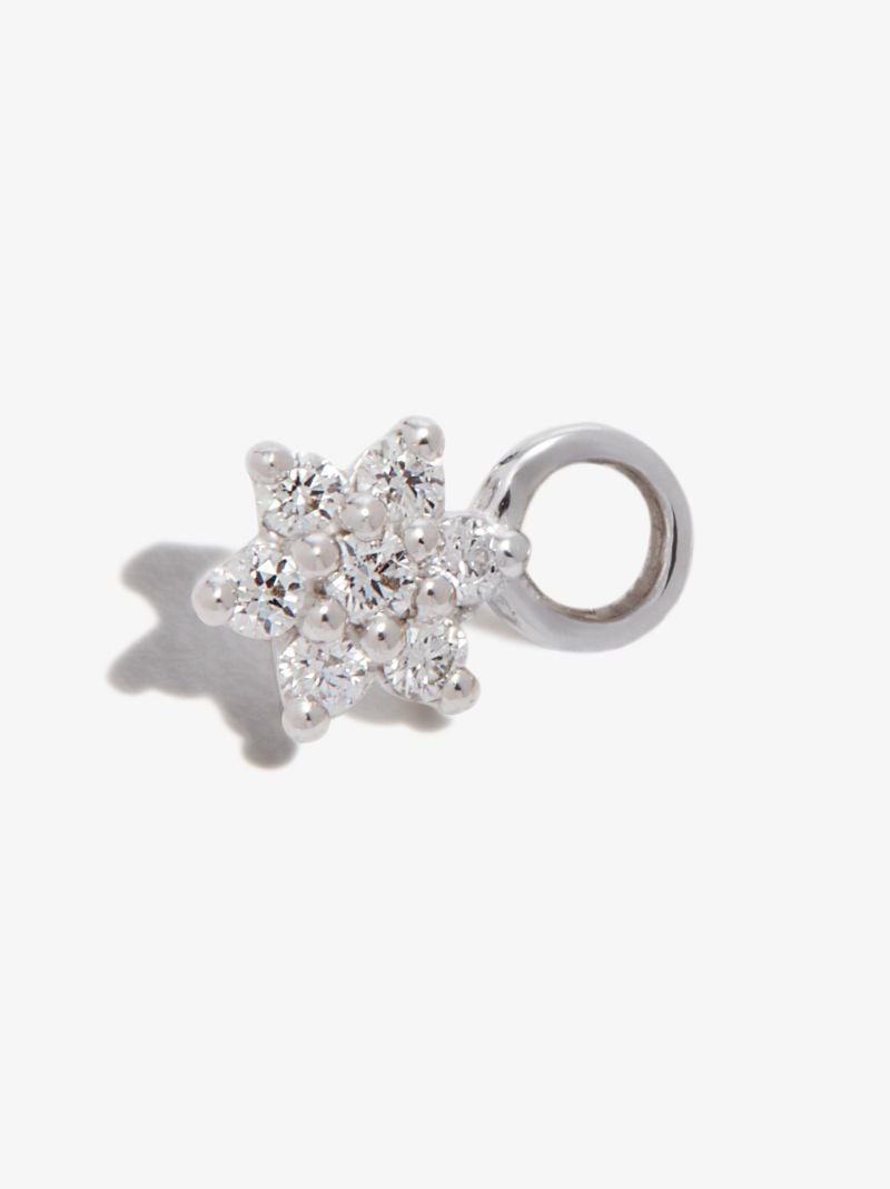 18k White Gold Flower Diamond Charm