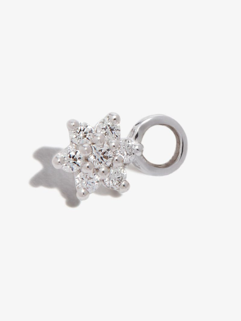 18k White Gold Flower Diamond Charm