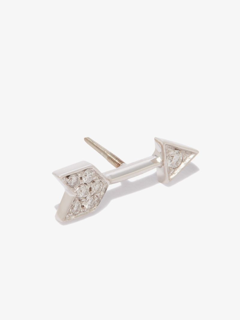 18k White Gold Arrow Diamond Earring