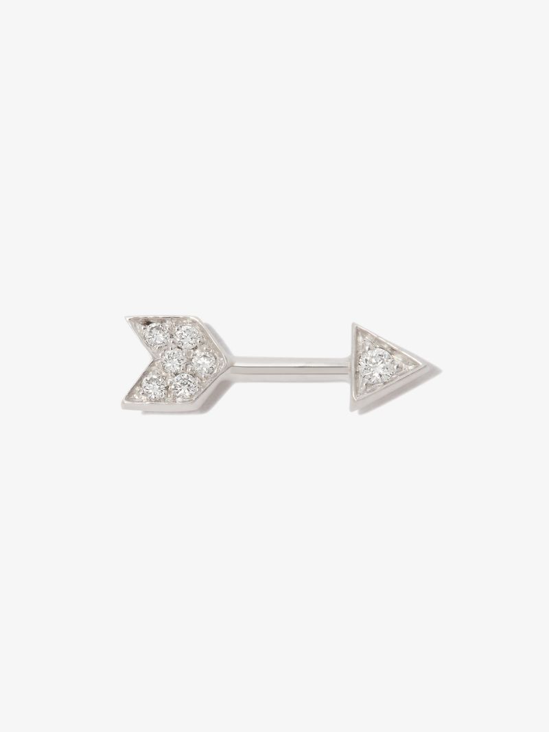 18k White Gold Arrow Diamond Earring