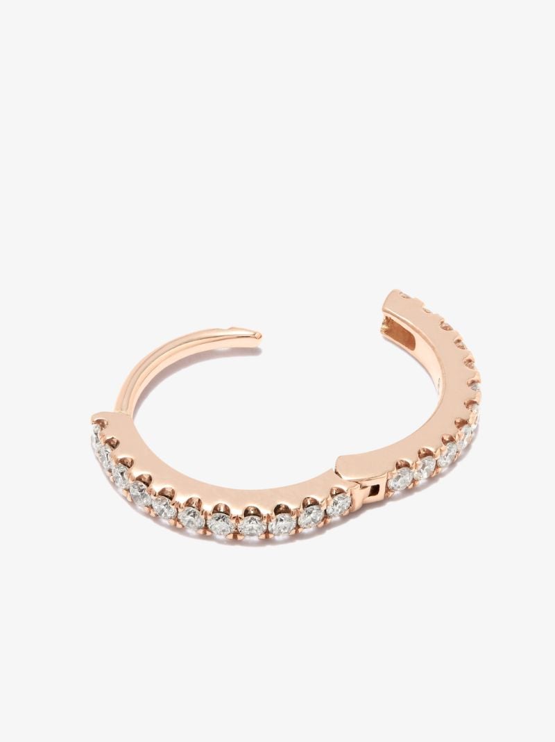 18k Rose Gold Eternity Diamond Hoop Earring