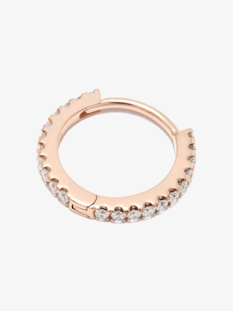 18k Rose Gold Eternity Diamond Hoop Earring