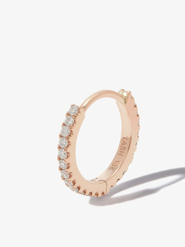 18k Rose Gold Eternity Diamond Hoop Earring