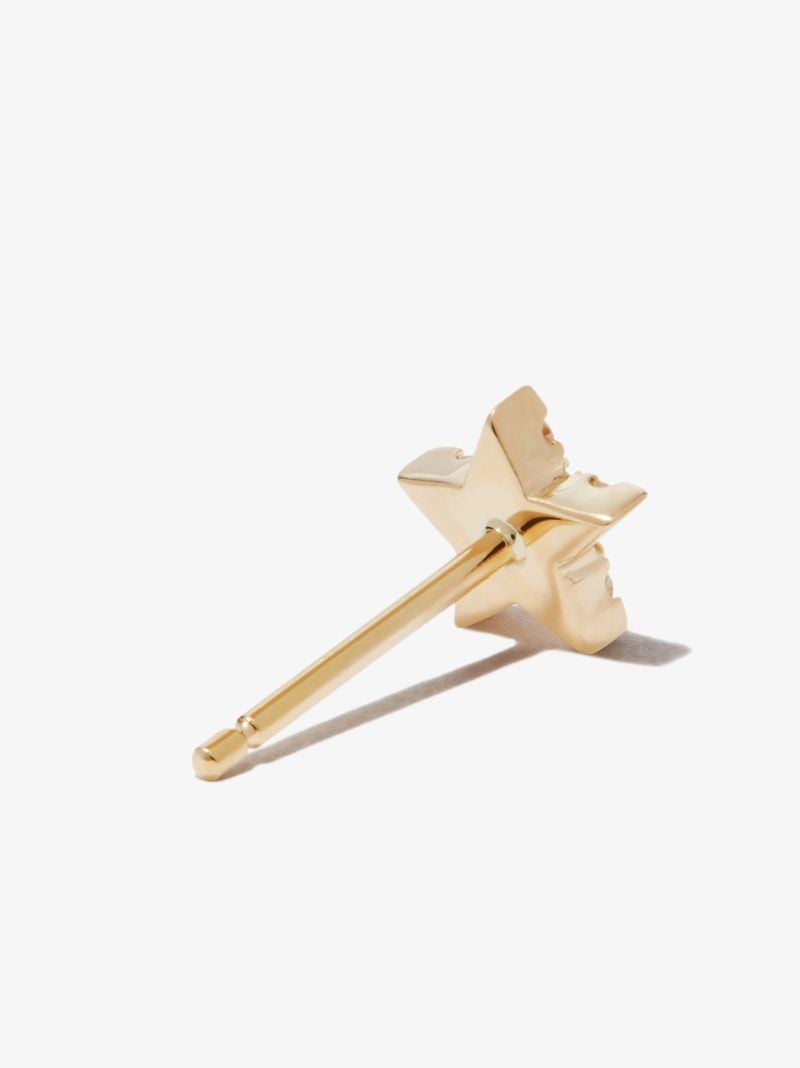 18k Yellow Gold Star Diamond Earring