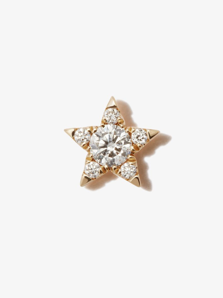 18k Yellow Gold Star Diamond Earring