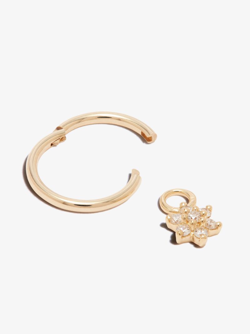 18k Yellow Gold Flower Diamond Charm
