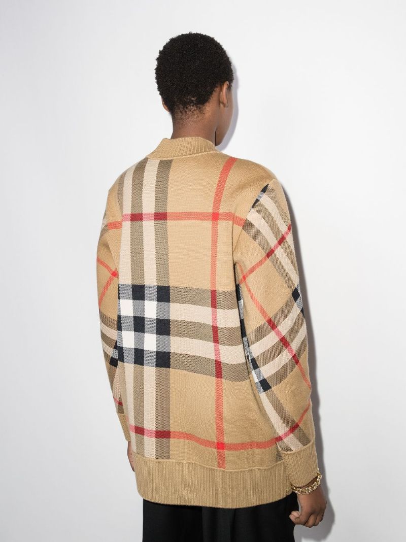 Neutral Vintage Check V-neck Cardigan