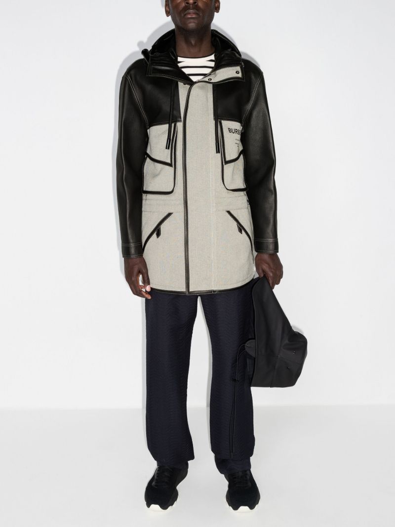 Black Horseferry Panelled Parka Coat