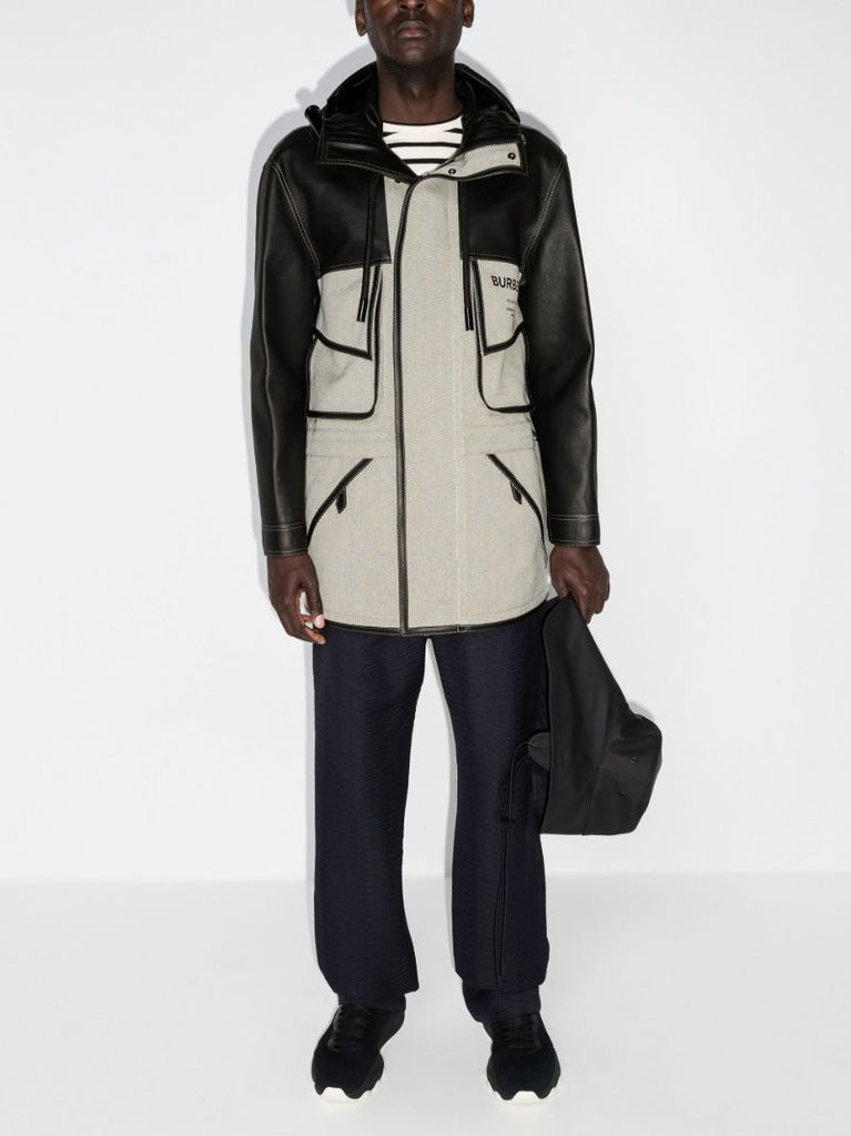 Black Horseferry Panelled Parka Coat