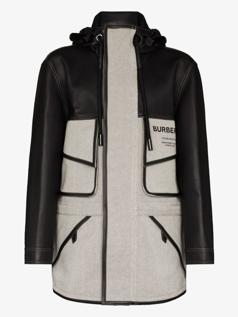 Black Horseferry Panelled Parka Coat