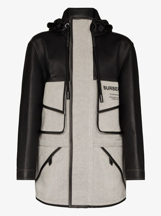 Black Horseferry Panelled Parka Coat