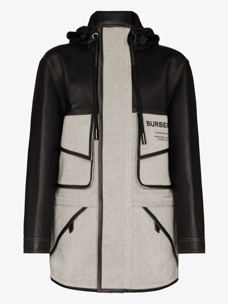 Black Horseferry Panelled Parka Coat