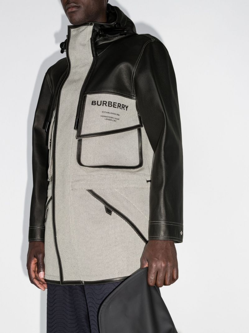 Black Horseferry Panelled Parka Coat