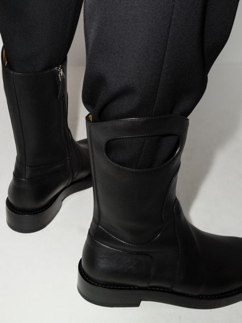 Black Cutout Leather Ankle Boots