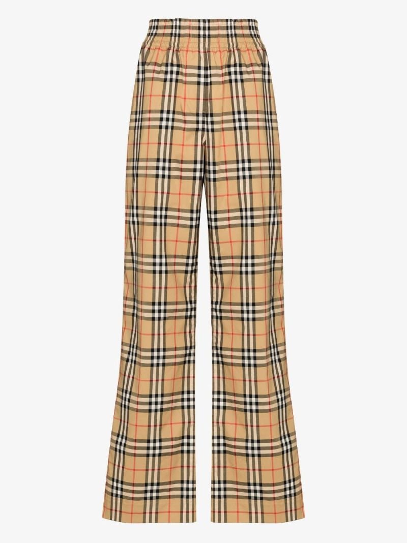 Neutral Vintage Check Wide-leg Trousers