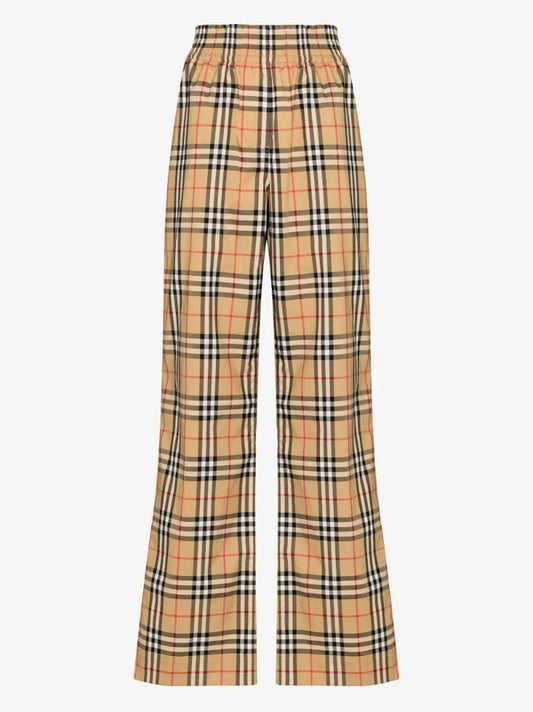 Neutral Vintage Check Wide-leg Trousers