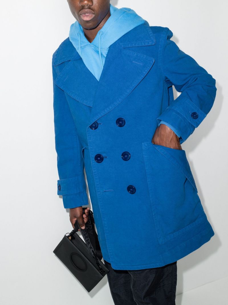 Blue Pocket Detail Cotton Peacoat