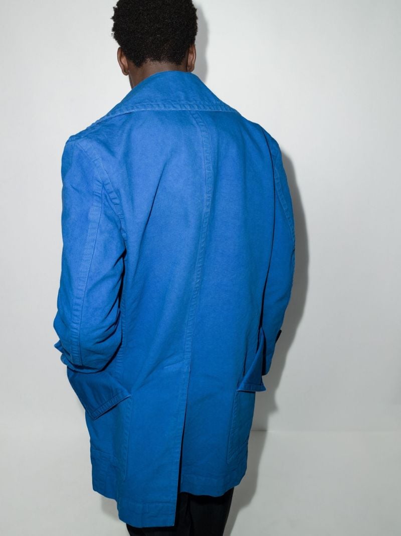 Blue Pocket Detail Cotton Peacoat