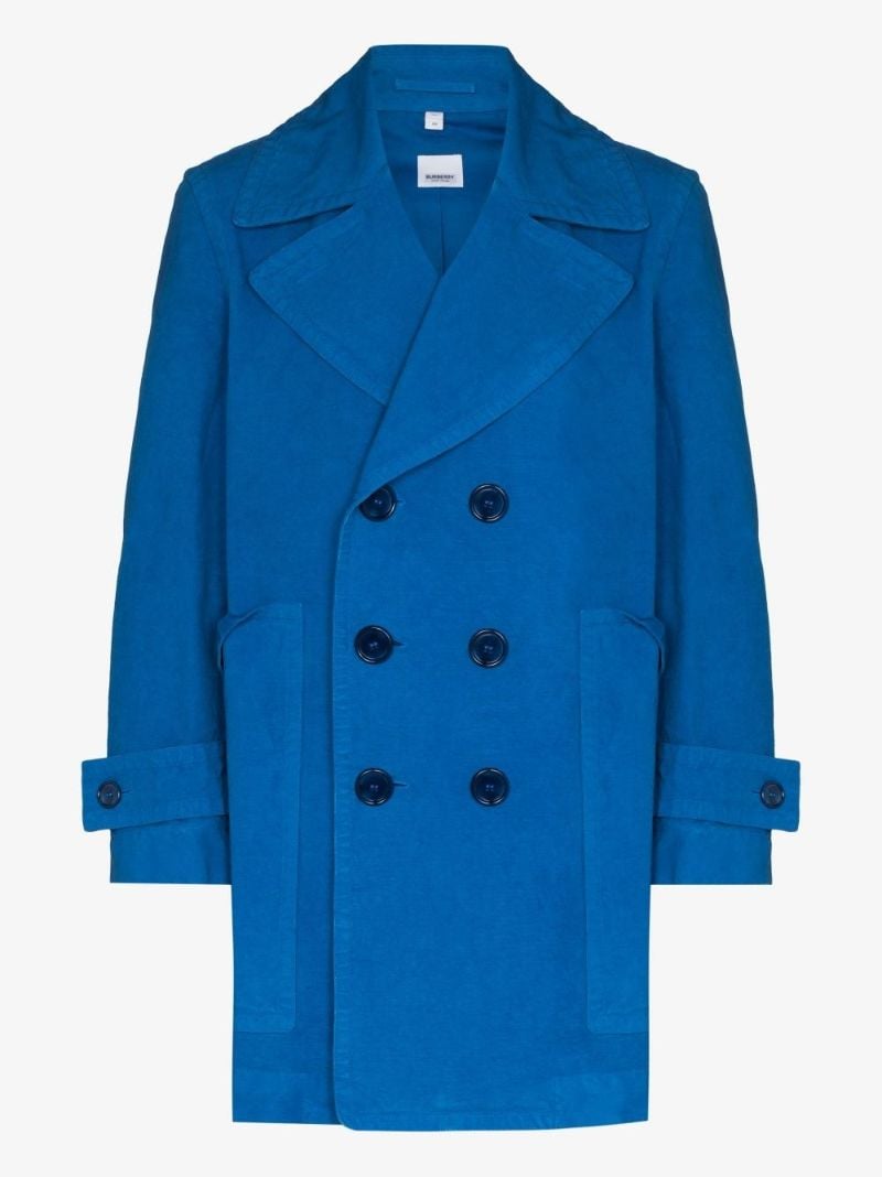 Blue Pocket Detail Cotton Peacoat
