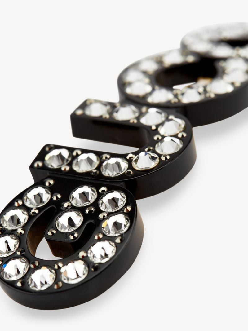Black Crystal Logo Hair Clip