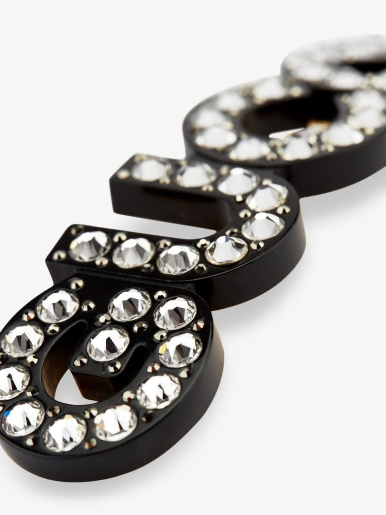 Black Crystal Logo Hair Clip