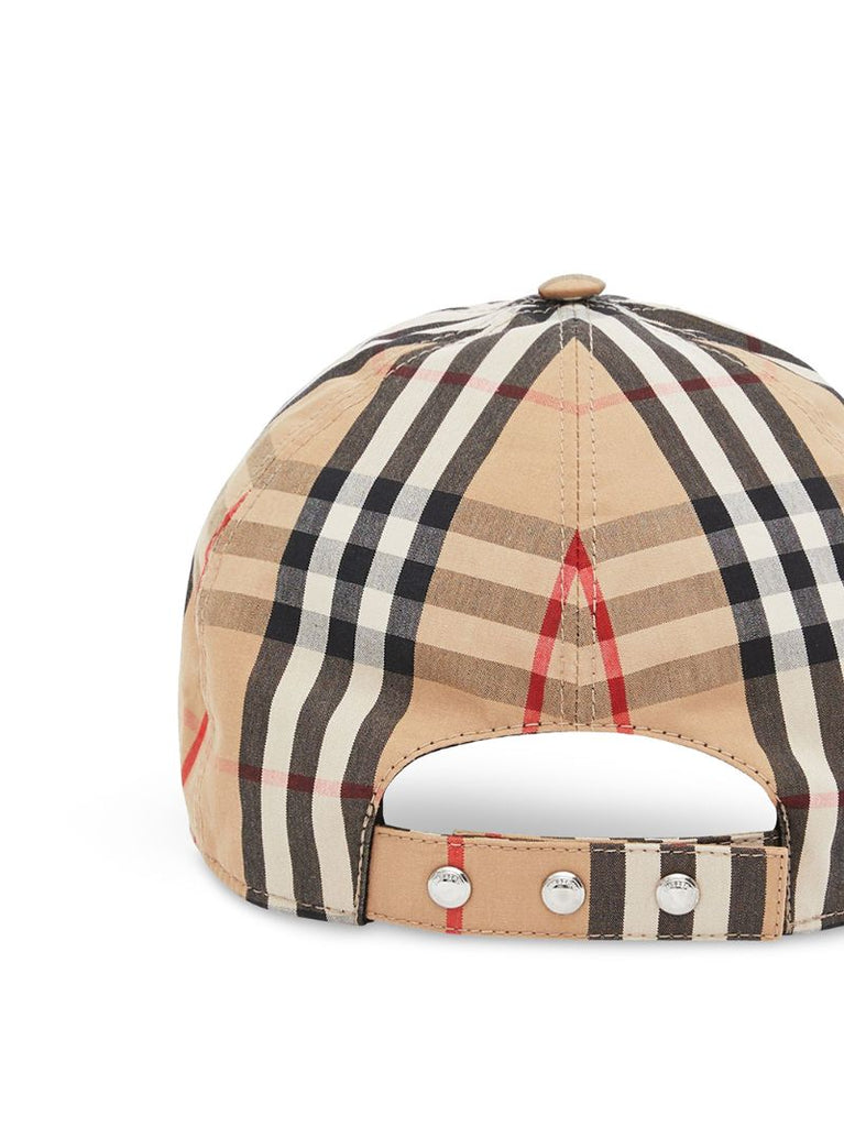 Neutral Monogram Embroidered Vintage Check Cotton Baseball Cap