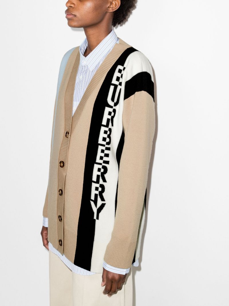 Logo Jacquard Wool Cardigan