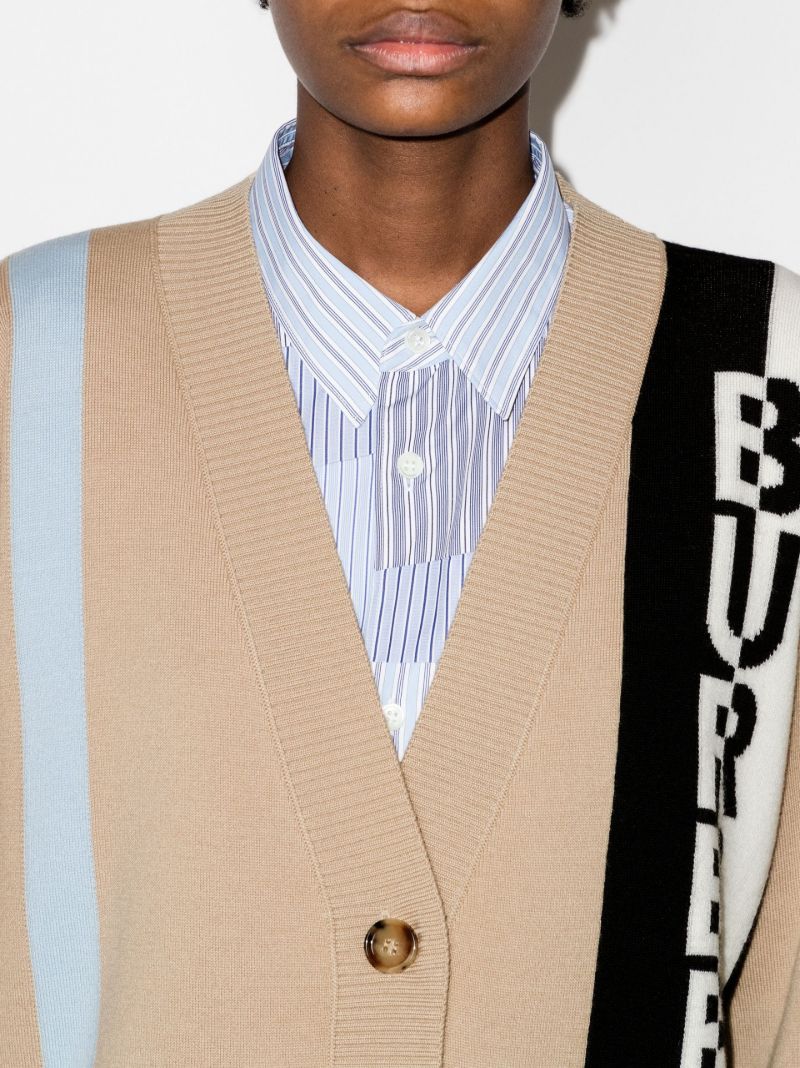 Logo Jacquard Wool Cardigan