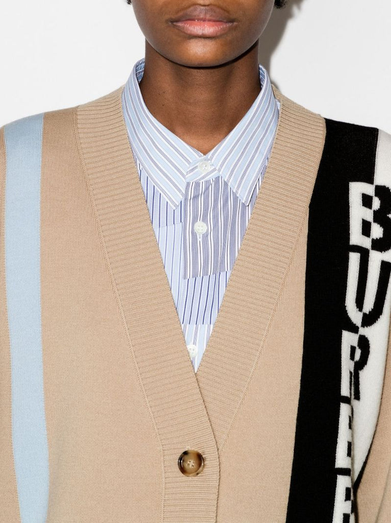 Logo Jacquard Wool Cardigan