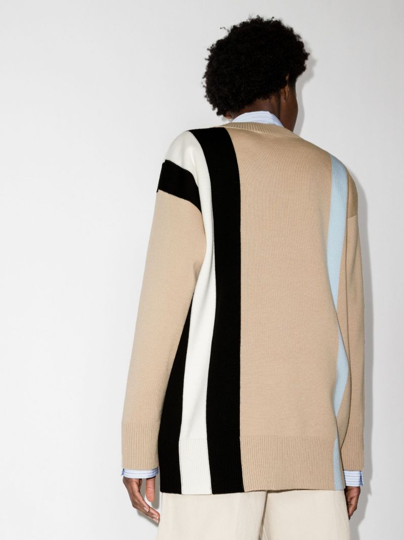 Logo Jacquard Wool Cardigan