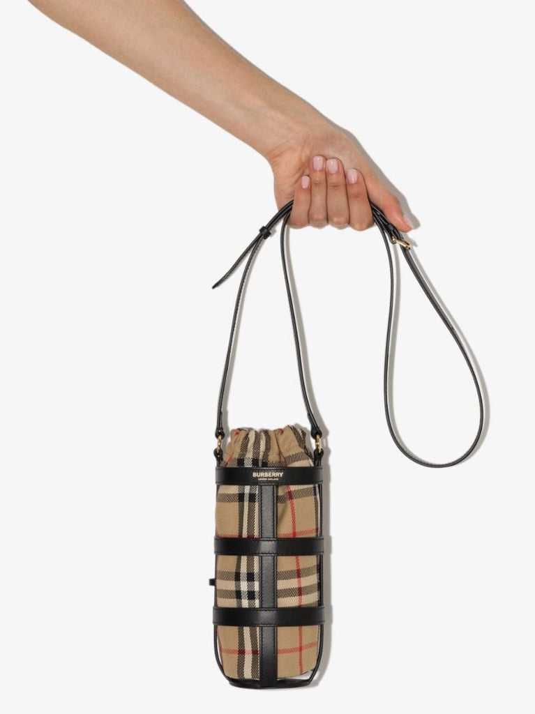 Black Vintage Check Water Bottle Holder