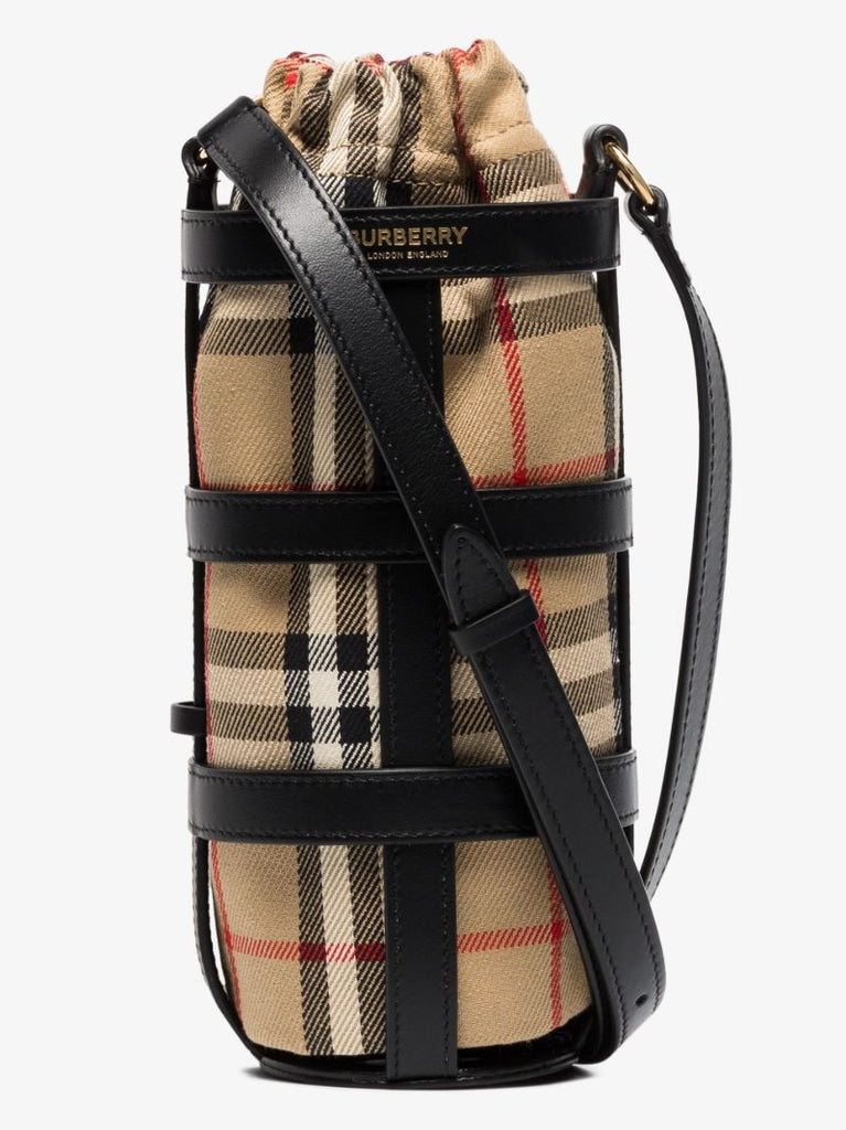 Black Vintage Check Water Bottle Holder