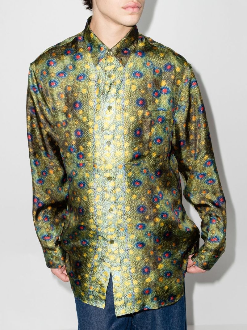 Fish Scale Print Silk Shirt