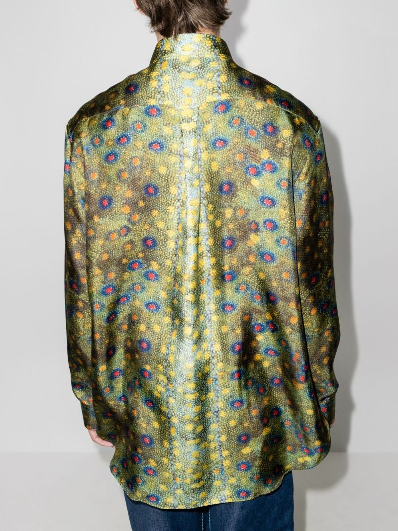 Fish Scale Print Silk Shirt