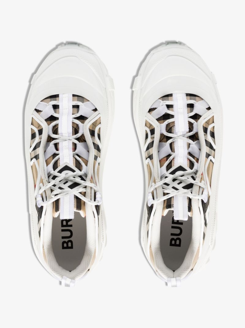 White and Beige Arthur Vintage Check Sneakers