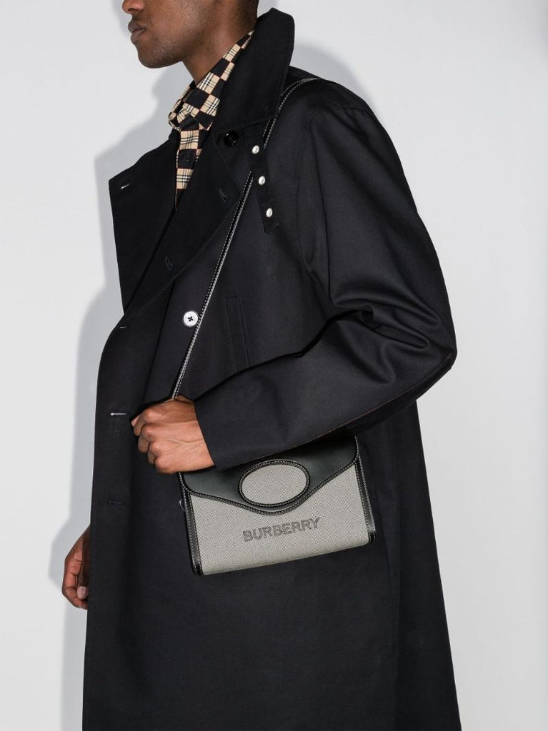 Grey Pocket Canvas Cross Body Bag