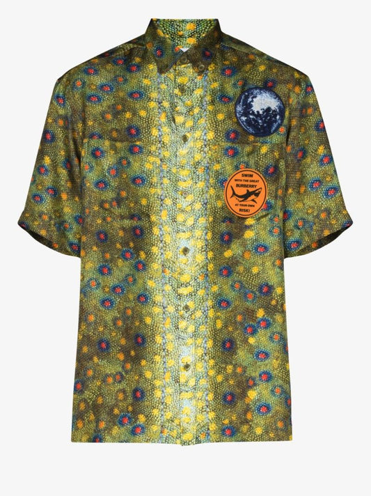 Fish Scale Print Silk Shirt