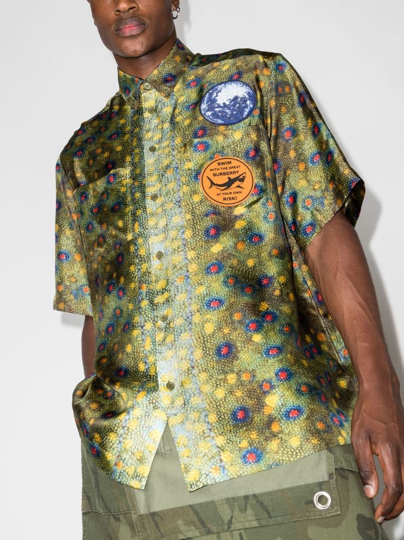 Fish Scale Print Silk Shirt