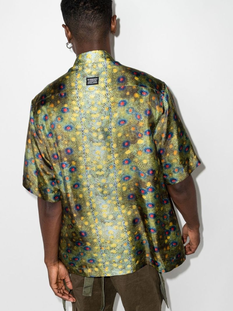 Fish Scale Print Silk Shirt