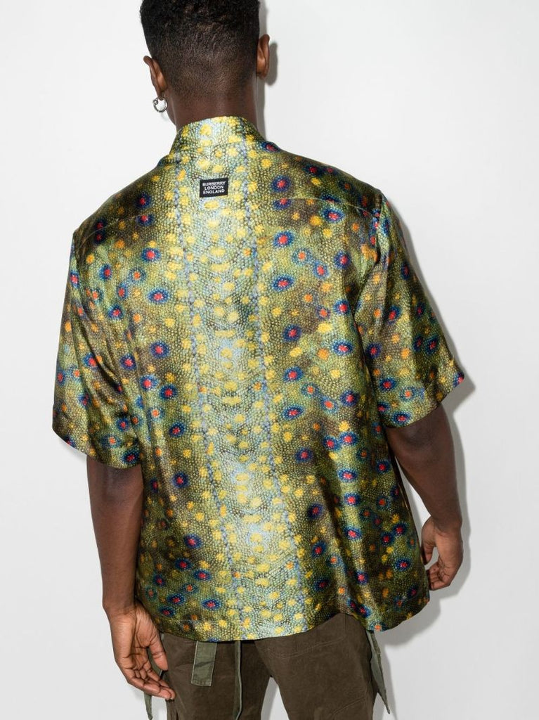 Fish Scale Print Silk Shirt