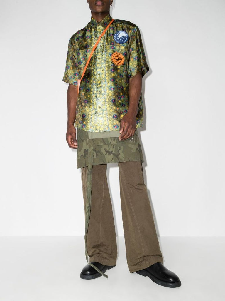 Fish Scale Print Silk Shirt