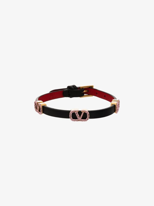 Black Vlogo Signature Leather Bracelet