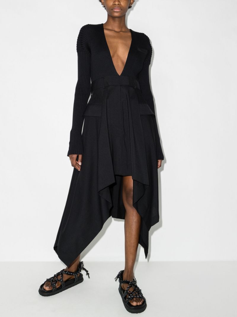 Contrast Panel Asymmetric Dress
