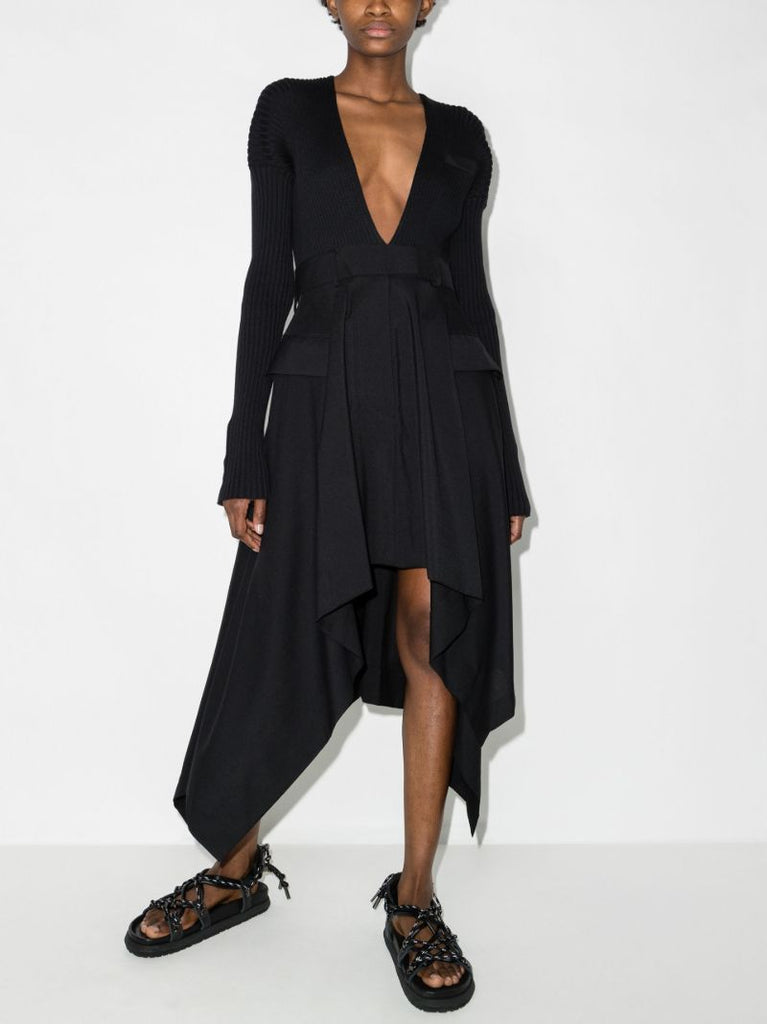 Contrast Panel Asymmetric Dress