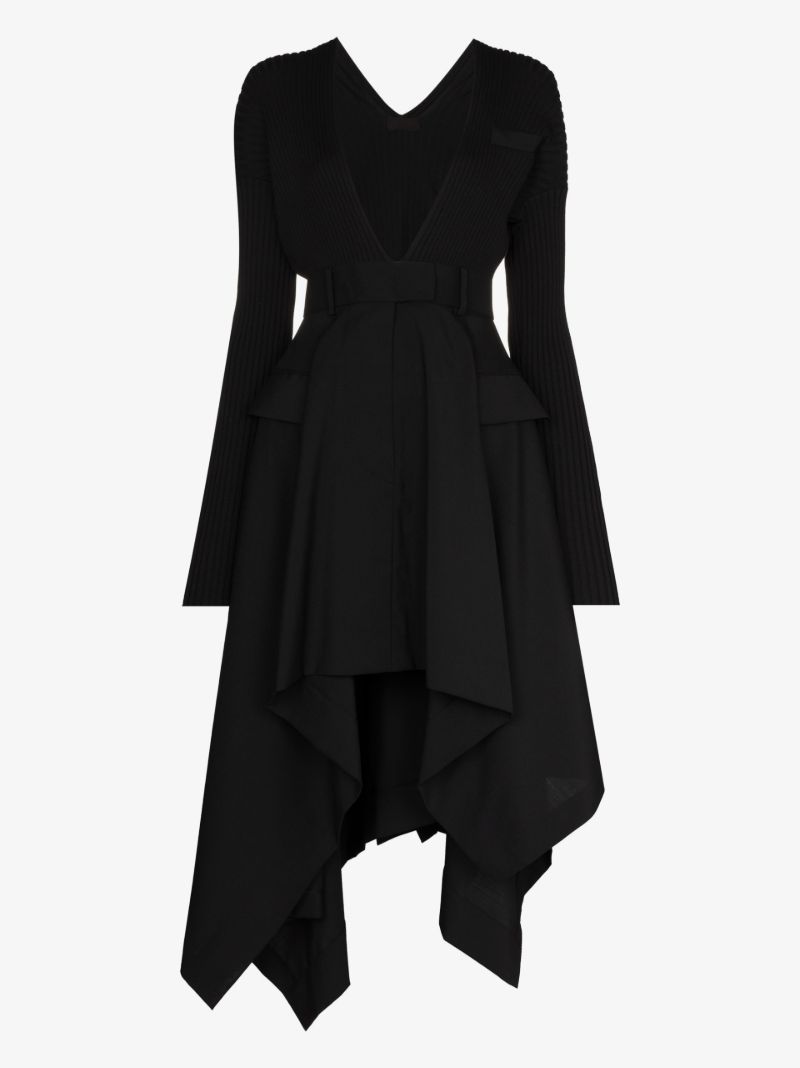Contrast Panel Asymmetric Dress