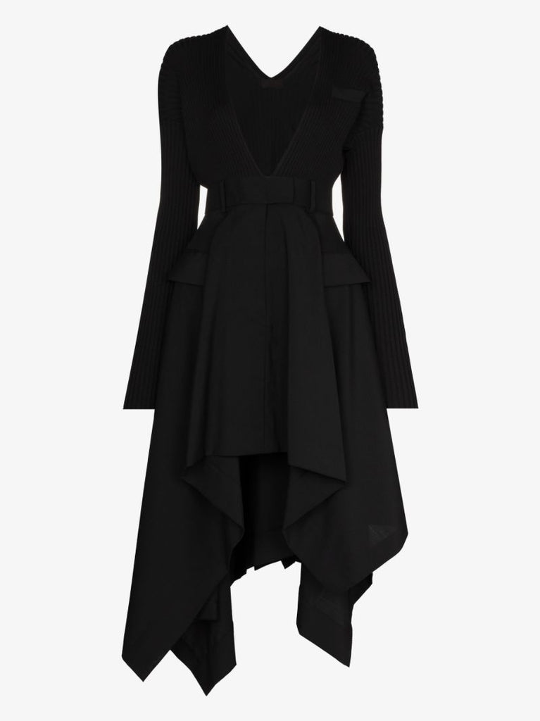 Contrast Panel Asymmetric Dress