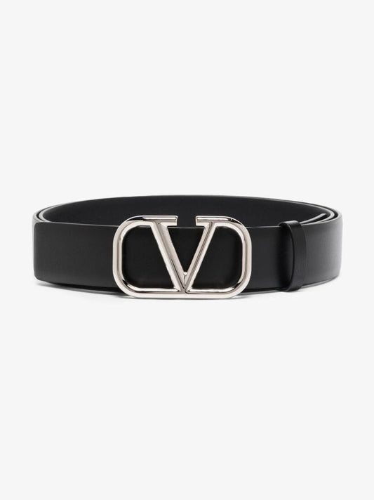 Black Vlogo Signature Leather Belt